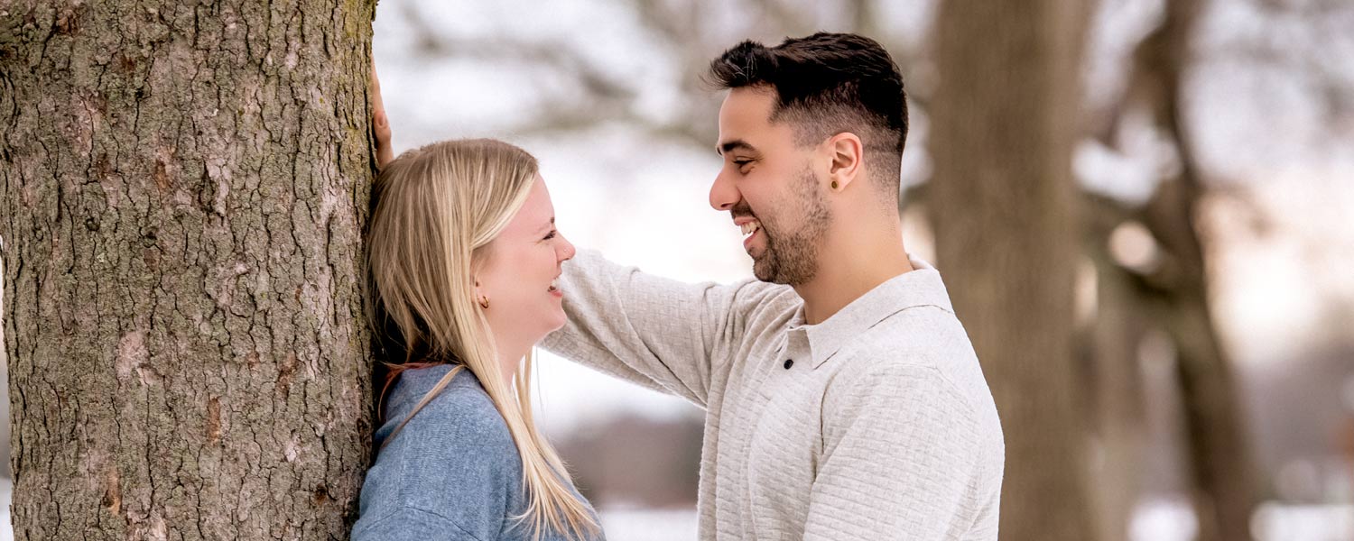 Engaged couple during a romantic Massachusetts engagement photography session